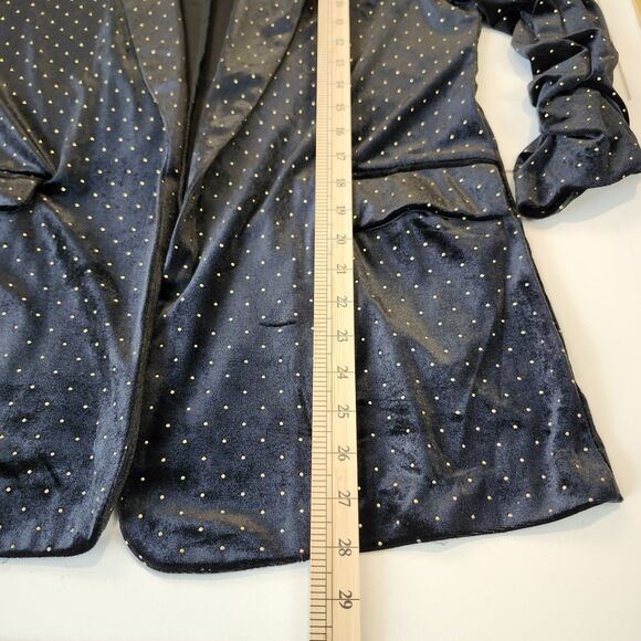 Meg & Margot Black Velvet Studded Blazer M Long Open Front Party Jacket - Picture 7 of 8